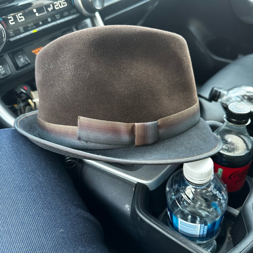 Louise Green Sueded Felt Fedora – Dark Brown, 1¼″ Brim, Grosgrain Bow